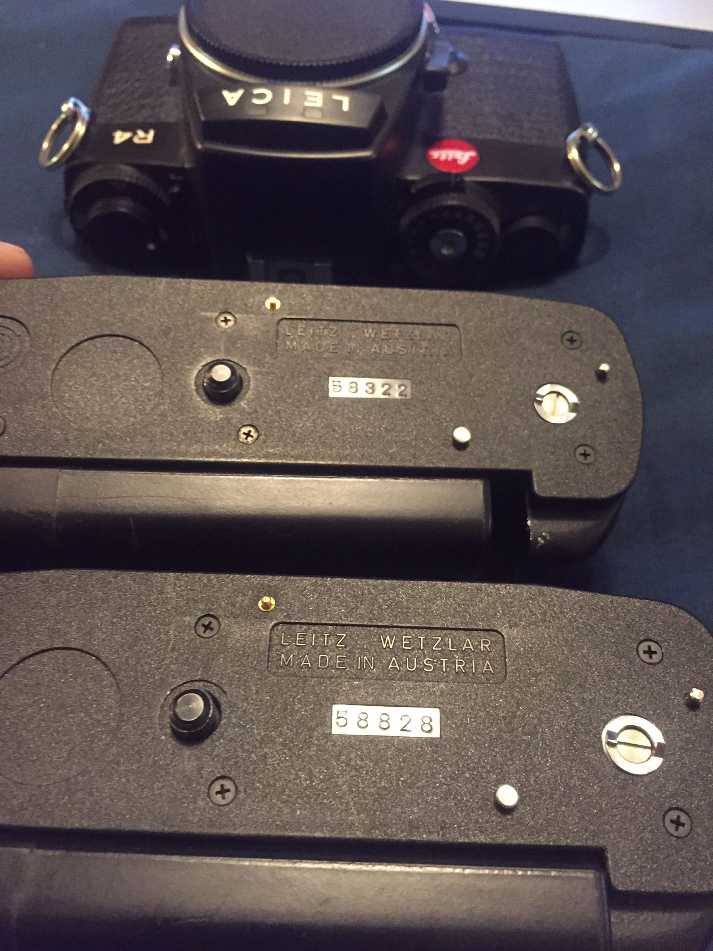 2 Leica Motor Drives, and free Lieca R4 body with sticky shutter (needs repair).