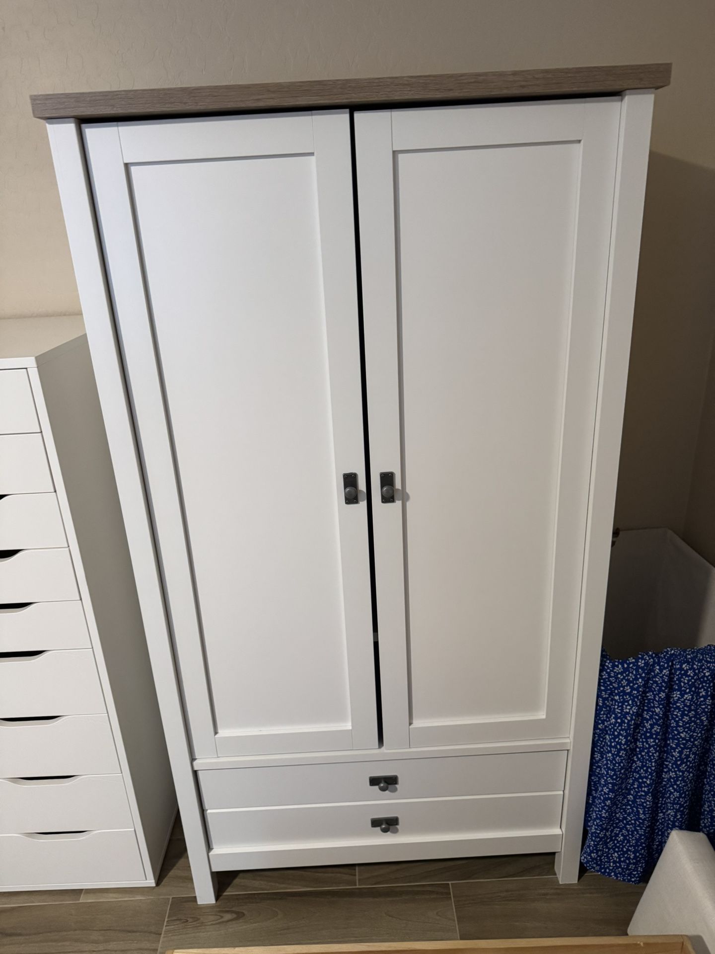 White Wood Armoir / Wardrobe