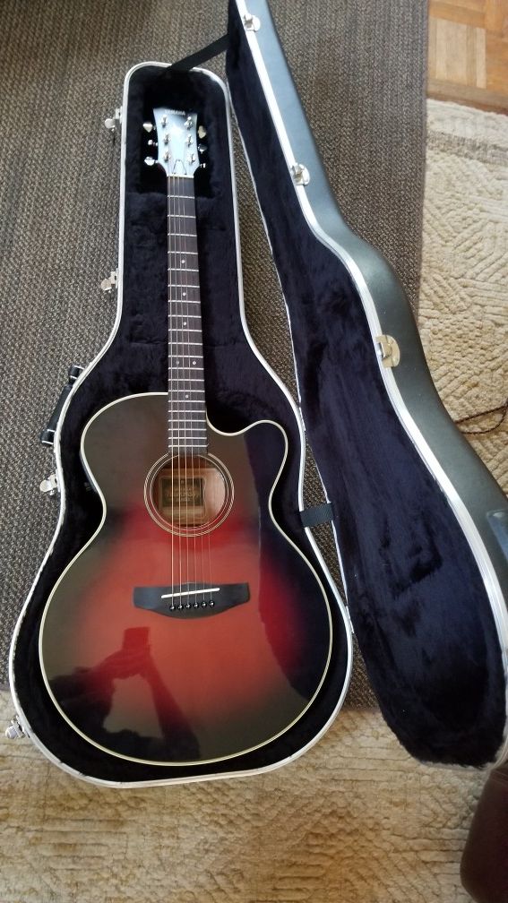 Yamaha cpx-5 acoustic electric guitar with hardcase, tuner, capo etc..