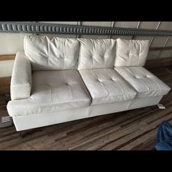 White Leather Sofa 1 Piece 