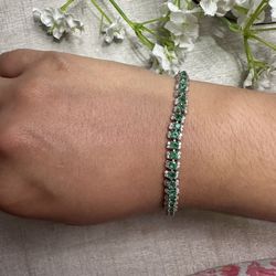 Sterling Silver Real Emerald Bracelet 