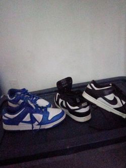 dunks   black and white panda and blue and white