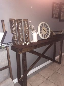 Handmade entry table with matching blanket ladder