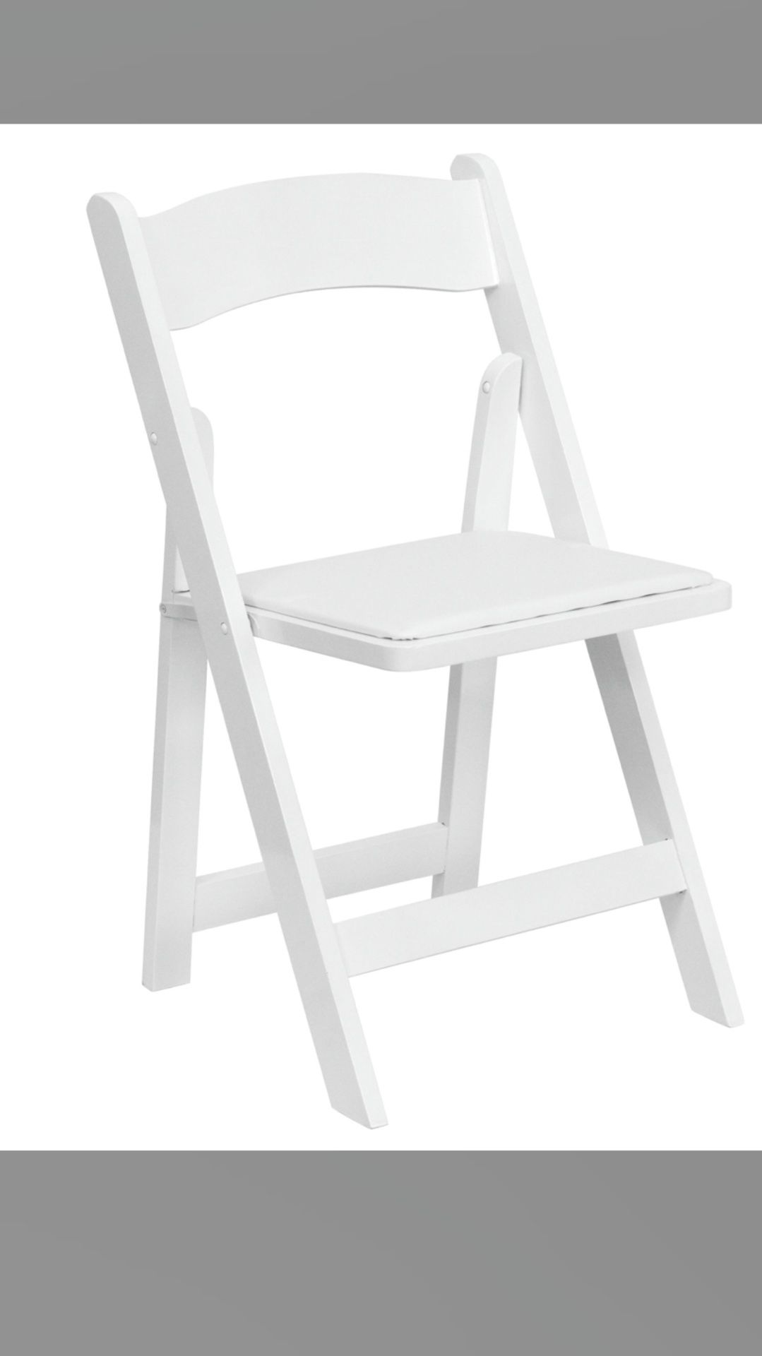 Wedding White padded chairs, tables, canopies and backdrop stands.