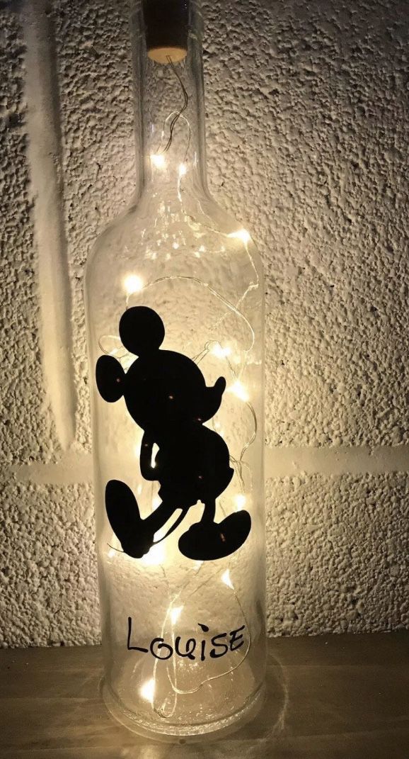 Disney Minnie & Mikey Mouse Bottle Light Set - Personalized (Handcrafted- Brand New)