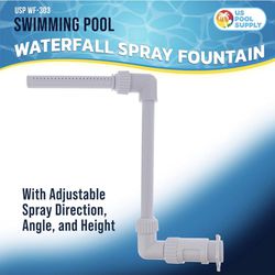 U.S. Pool Supply Swimming Pool Waterfall Spray Fountain - Adjustable Sprinkle Distance, Pool Spray Aerator Cools Water Temperature - In-Ground & Above