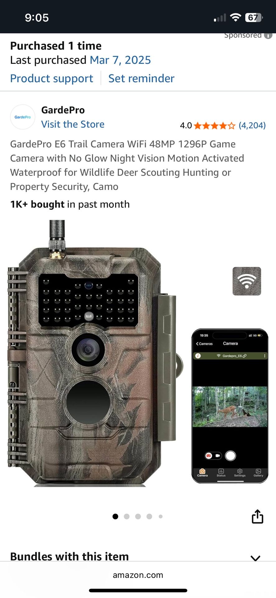 Never Used GardePro E6 Trail Camera WiFi 48MP 1296P Game Camera