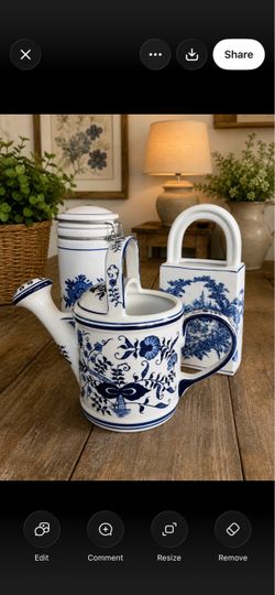 3-Piece Blue & White Ceramic Decor Set
