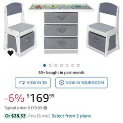 3 In 1 Play Table / Desk With 2 Chairs And Storage For Kids / Activity Table