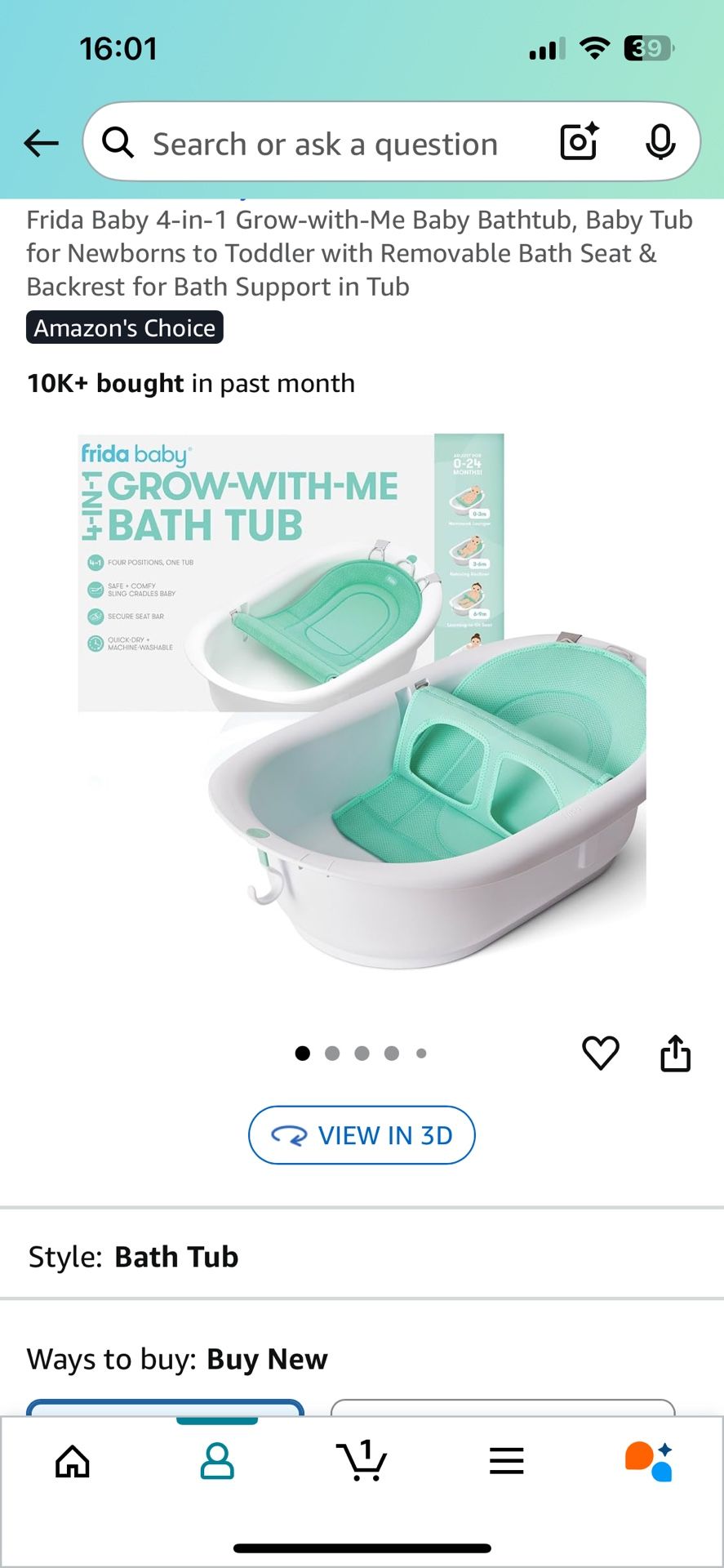 Frida Baby 4-in-1 Grow-With-Me Baby Bathtub