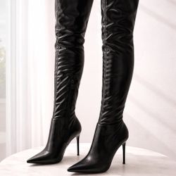Steve Madden Black Thigh High Stiletto Boots – Never Worn