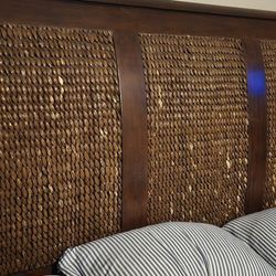 Bohemian Style Real Hard Wood And Rattan Bedroom Set