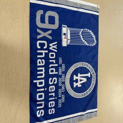 LA Dodgers 9X World Series  Champions Flag