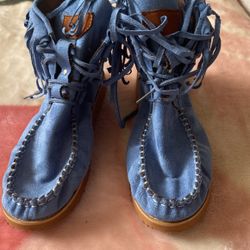 Zapatos Suade Con Fringe  Nuevos 