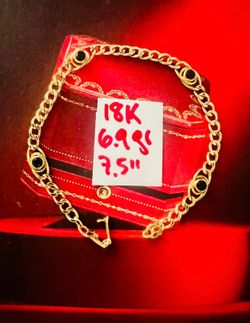 18K Yellow Gold Bracelet For Wedding 6.9Gr 7.5 Inches Long