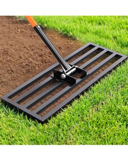 30" x 10" Lawn Leveling Rake, Heavy Duty Stainless Steel Leveler Tool with 78" Adjustable Handle, Garden Yard Lawn Care for Garden, Golf Course, Farm 