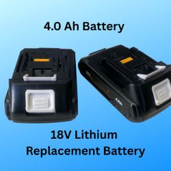 New, Two-Pack of 4.0 Ah 18V Lithium Replacement Batteries for Makita