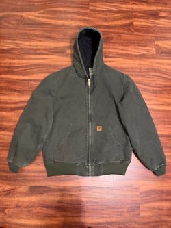 Vintage Carhartt Moss Green Large Tall Active Jacket Hooded J130 MOS