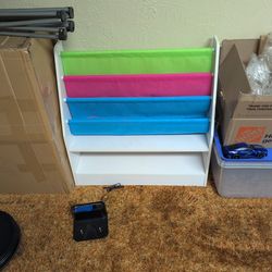 White/Pastel Book Rack Storage Bookshelf