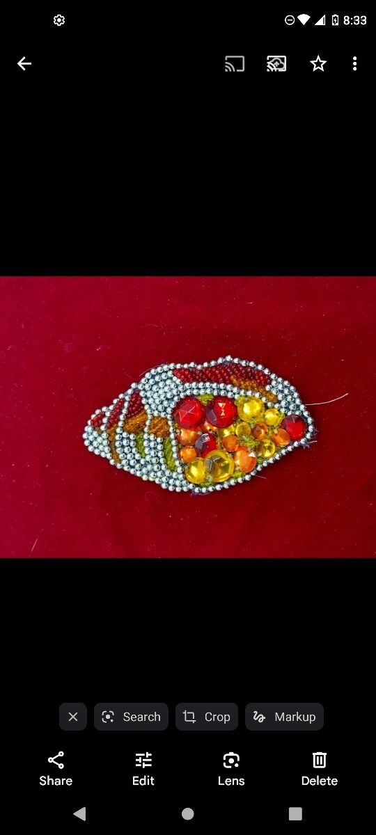 Vintage Handmade Orange Sequins Applique 