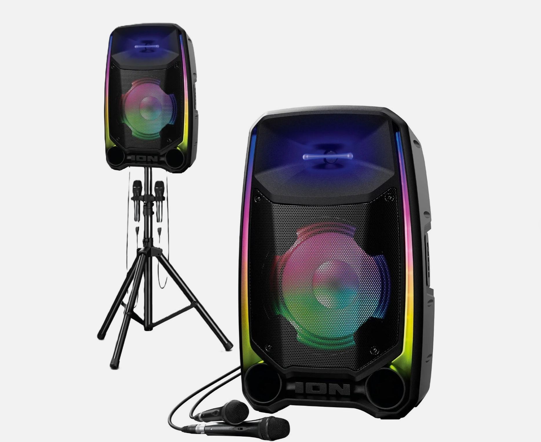 ION Total PA Ultimate 650W Bluetooth Speaker System | Party PA | 2 Mics + LED Lights | FM Radio
