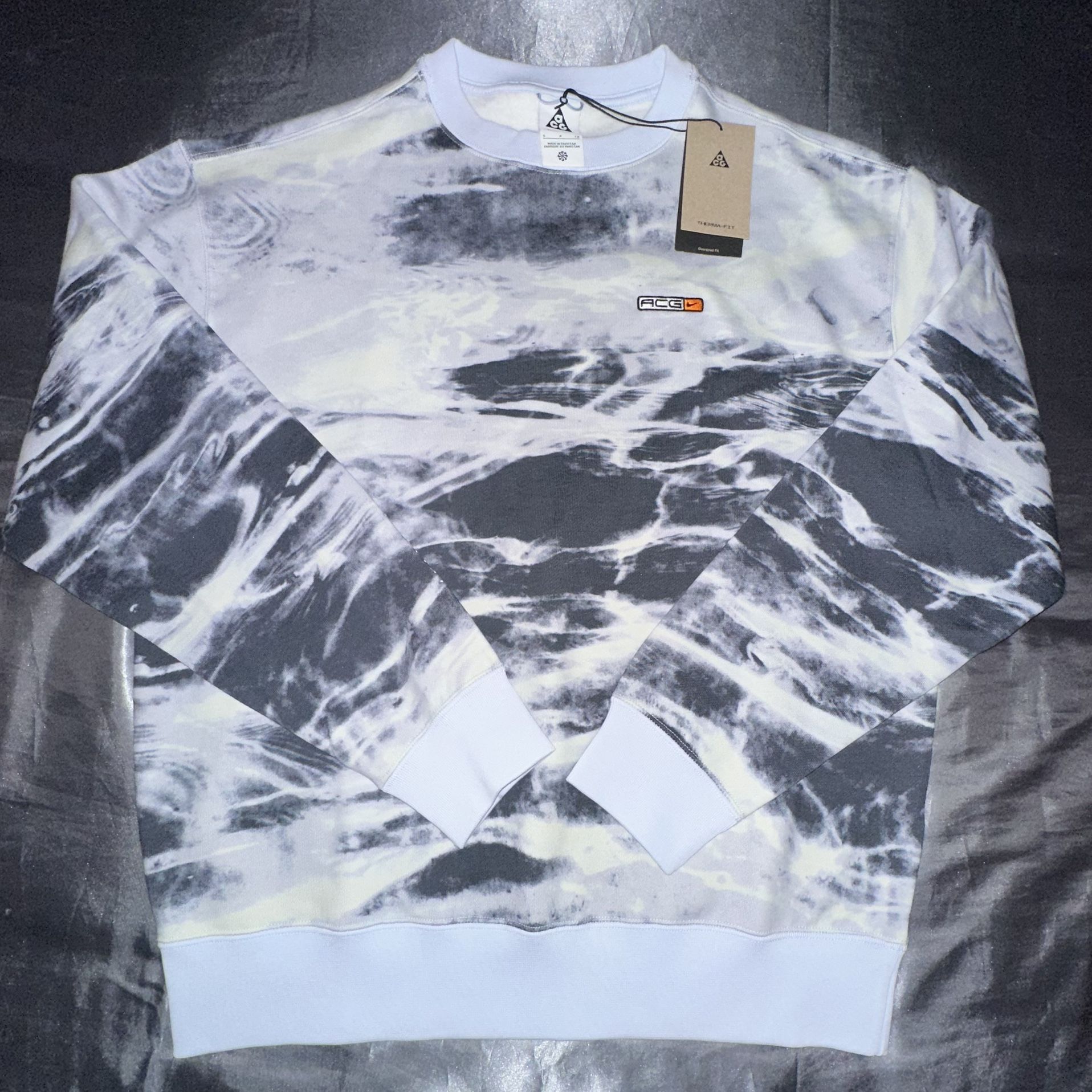 Nike ACG Therma-FIT Fleece Sweatshirt Adult Unisex Small All Over Print Gray NWT