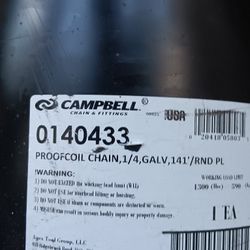 3/4 inch chain galvanized 5 gallons. It's a 100 and 141 feet.