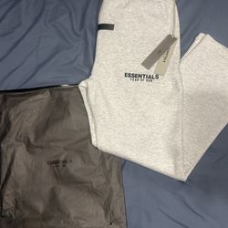 Essentials Fear Of God ‘Light Oatmeal’ Straight Leg Pants Size Med