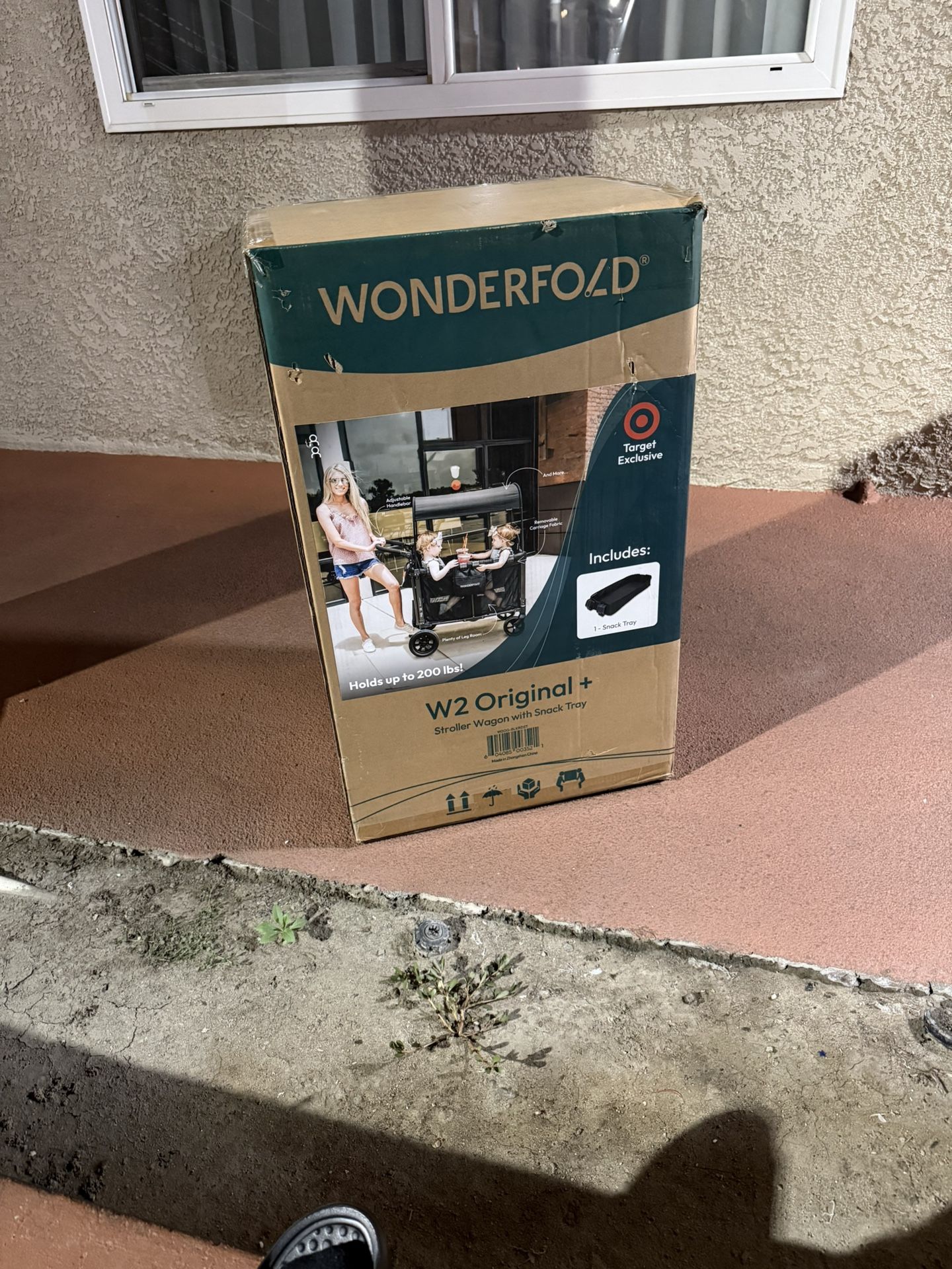 WONDERFOLD W2 Original Stroller Wagon With Snack Tray In Black With Sleek Red Stitchings