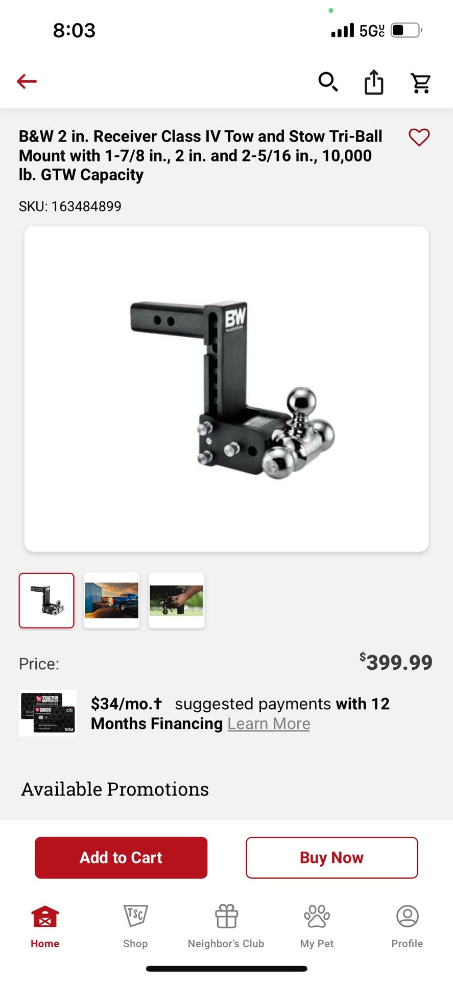 Receiver Class IV Ow And Stow Tri-ball Mount
