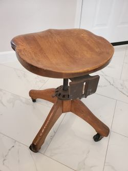 100 Yr Old Wood Stoolchair W/ Wheels.