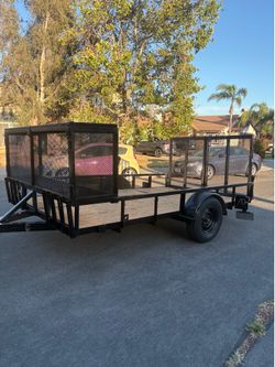 Landscaping Utility Trailer 12 X 7 x1 with NEW PINK in my name and NEW LED Lights with 2 separate ramp doors 4 x 3.5  ramp for easy loading of quads  