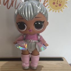 LARGE 12 INCH LOL DOLL!!  BB KITTY QUEEN - SILVER GLITTERY HAIR!!  SHE HAS HER BACKPACK