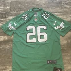 Saquon Barkley (sz Below) Kelley Green Philadelphia Eagles football jersey