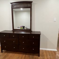 Eight Drawer Dresser with Mirror