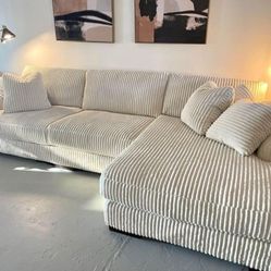Lindyn L Shaped Corduroy Fabric Ivory Sectional Couch W Chaise 🌟 Color Options Mention Jon Green to the staff to confirm this price/offer! 🔥