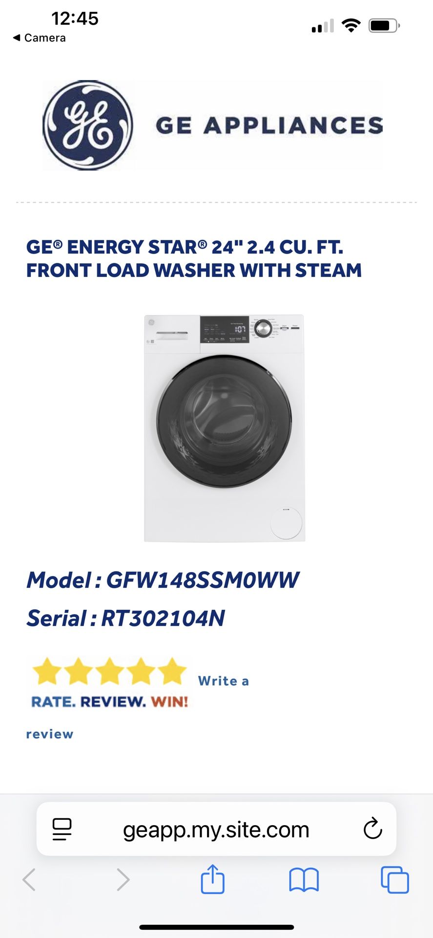 Brand New GE ENERGY STAR 24” Front Load washer