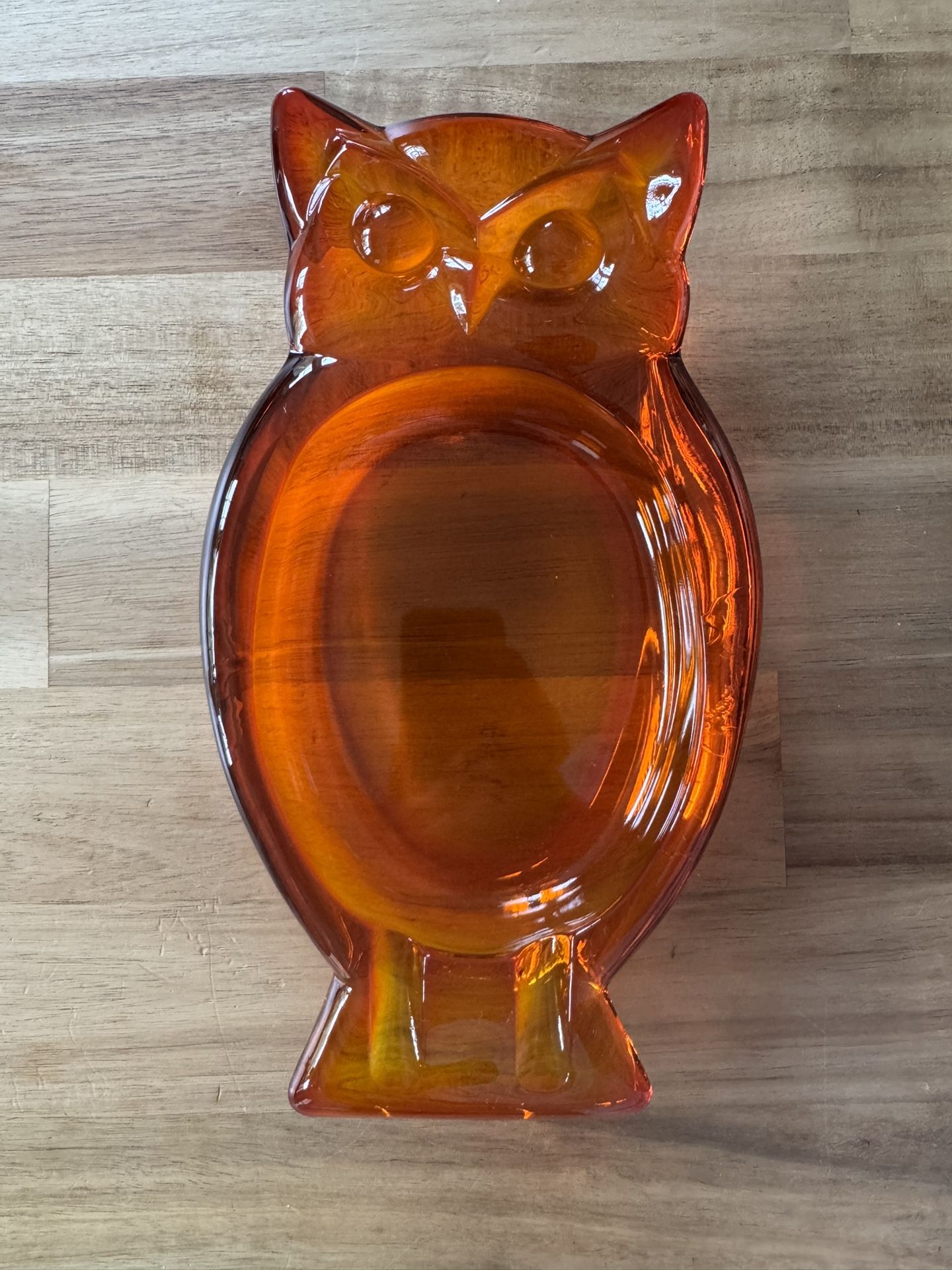 OWL Glass Ashtray/Trinket Dish, RARE, Viking Glass, Amberina