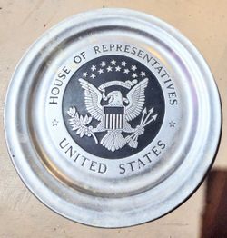 Vintage white house pewter plate