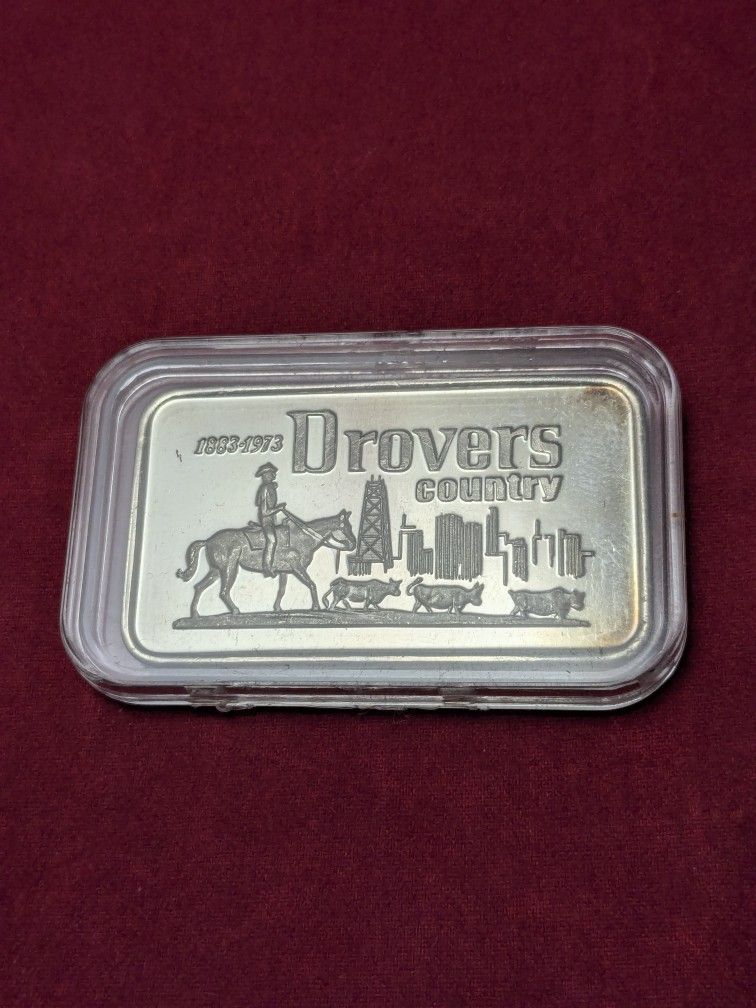 Silver .999 Bar 1oz. Vintage 1973 Drovers ~ Made In Switzerland 