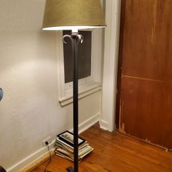 Unique Vintage Candle-holder Pedestal Design Floor Lamp black iron 66" tall 