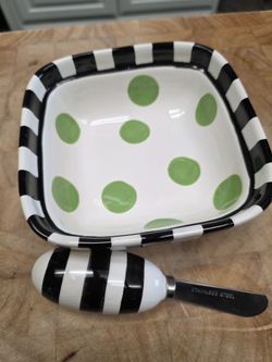 LIME YELLOW BOWL WITH SPREADER