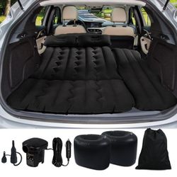 Inflatable Car Air Mattress, Black, 4-in-1, Compact, Portable, Customizable, Easy to Clean, Suitable for Most Car Models, Ideal for Road Trips, Campin