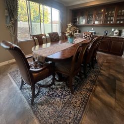 Custom Made Solid Wood Dining Room Set (Table And 8 Dining Chairs)