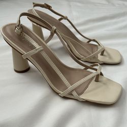 Nasty Gal Nude Strappy Heels size 5