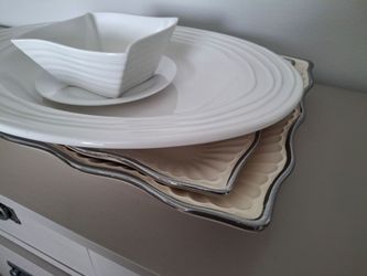 White and Cream Ceramic Serving Dishes Set
