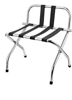 AMENITIES DEPOT 2 Pack- Folding Chrome Stainless Steel Luggage Rack with Back 	•	PP woven bag 	•	Imported 	•	Sturdy luggage rack folds https://offerup