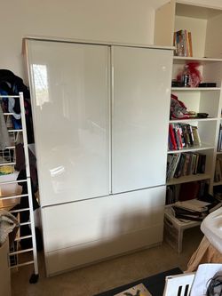 White Gloss Double Door Wardrobe Cabinet