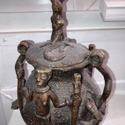 Vintage African Bronze Jar 