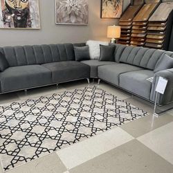 Bella Gray Corner Sectional Couch Set ⭐$39 Down Payment with Financing ⭐ 90 Days same as cash